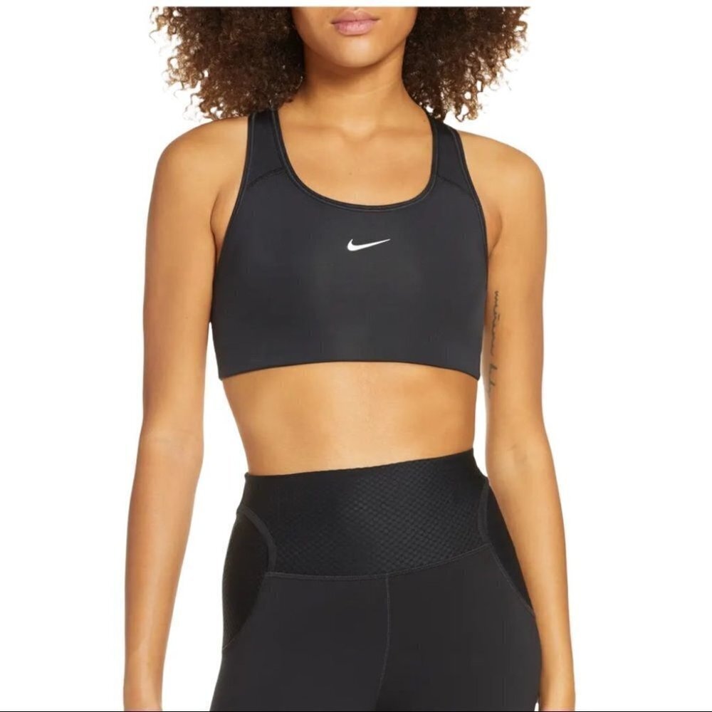 NEW Nike Swoosh Racerback Padded Black Bra Size S